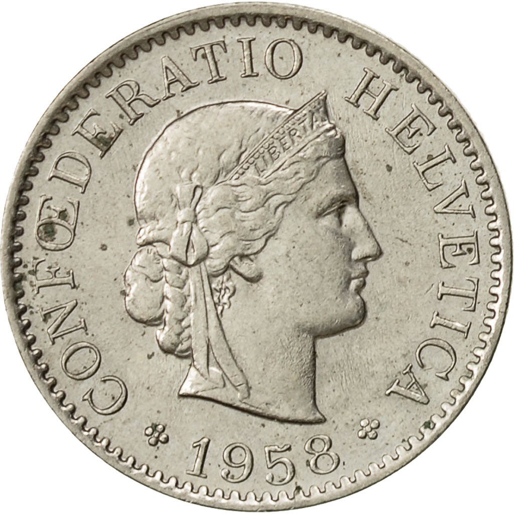 Suiza, 5 Rappen, 1958, Bern, BC+, Cobre - níquel, KM:26