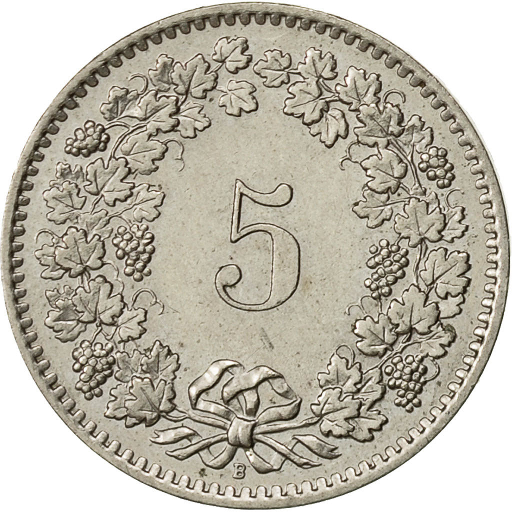 Suiza, 5 Rappen, 1958, Bern, BC+, Cobre - níquel, KM:26