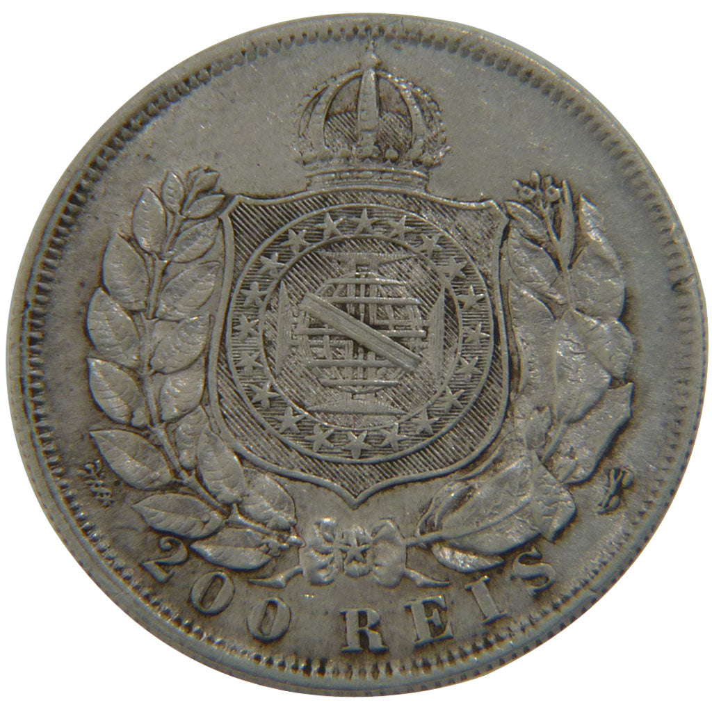 BRAZIL, 200 Reis, 1868, KM #471, EF(40-45), Silver, 2.30