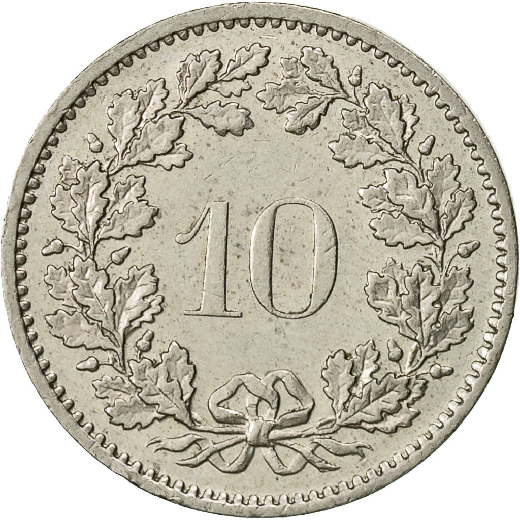 Suiza, 10 Rappen, 1974, Bern, MBC, Cobre - níquel, KM:27