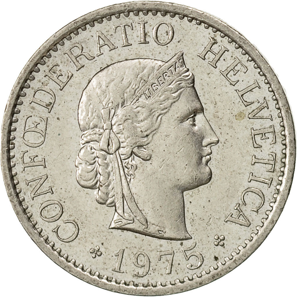 Switzerland, 10 Rappen, 1975, Bern, EF(40-45), Copper-nickel, KM:27