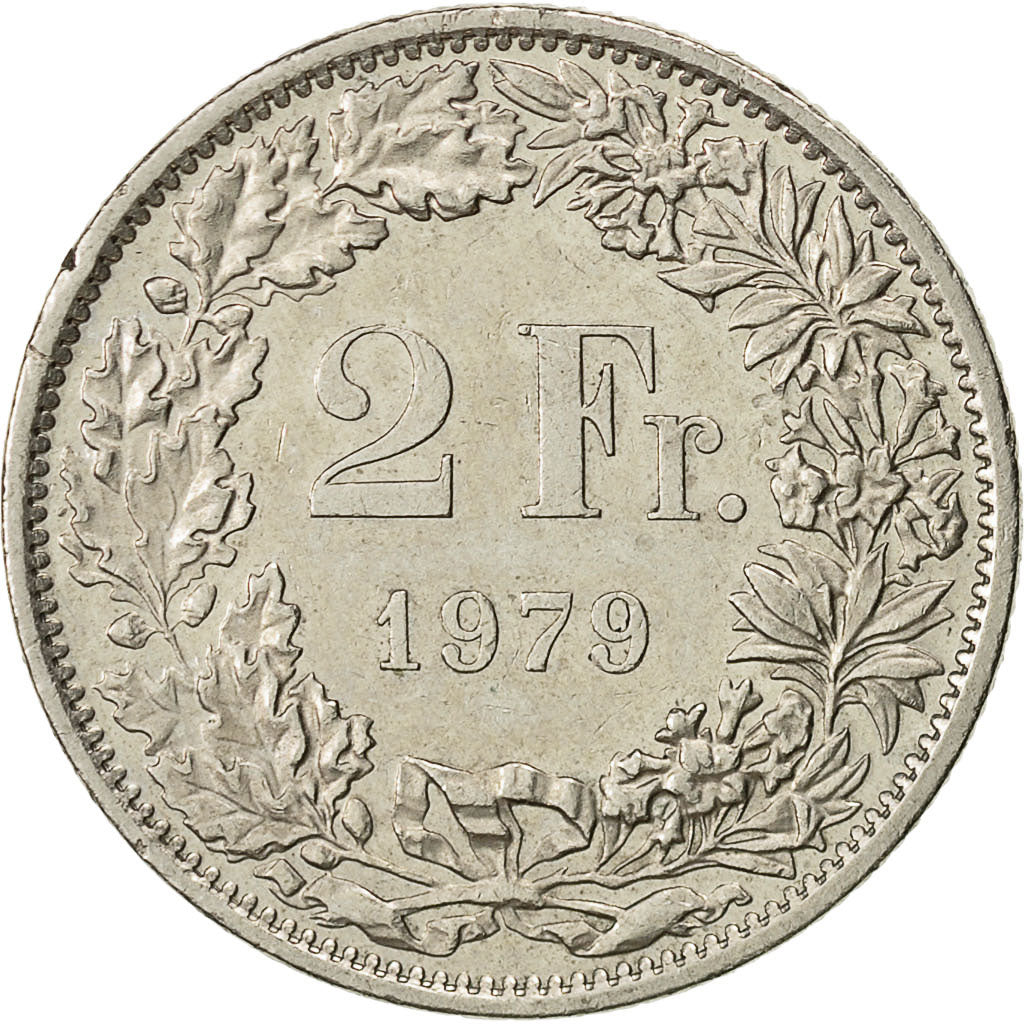 Suiza, 2 Francs, 1979, Bern, MBC, Cobre - níquel, KM:21a.1