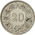 Svizzera, 20 Rappen, 1921, Bern, BB, Nichel, KM:29