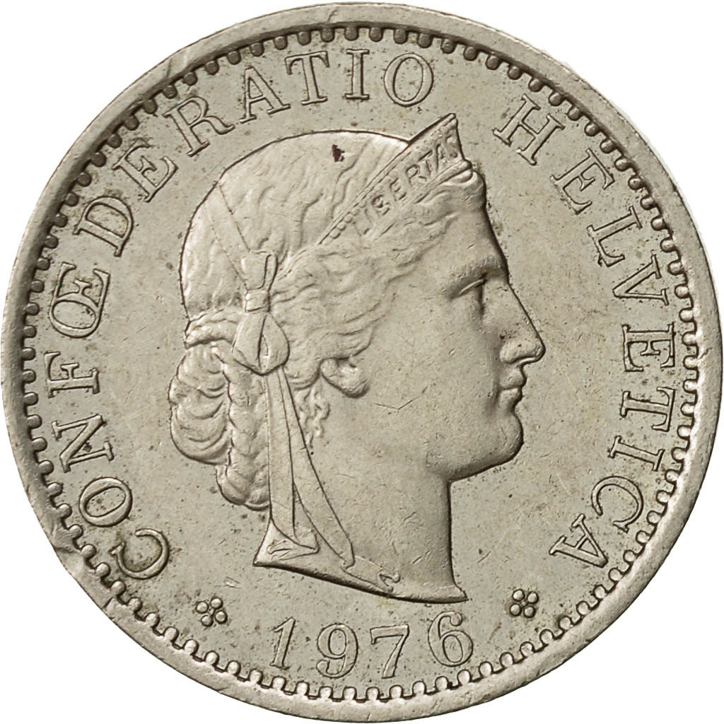 Suiza, 20 Rappen, 1976, Bern, MBC, Cobre - níquel, KM:29a
