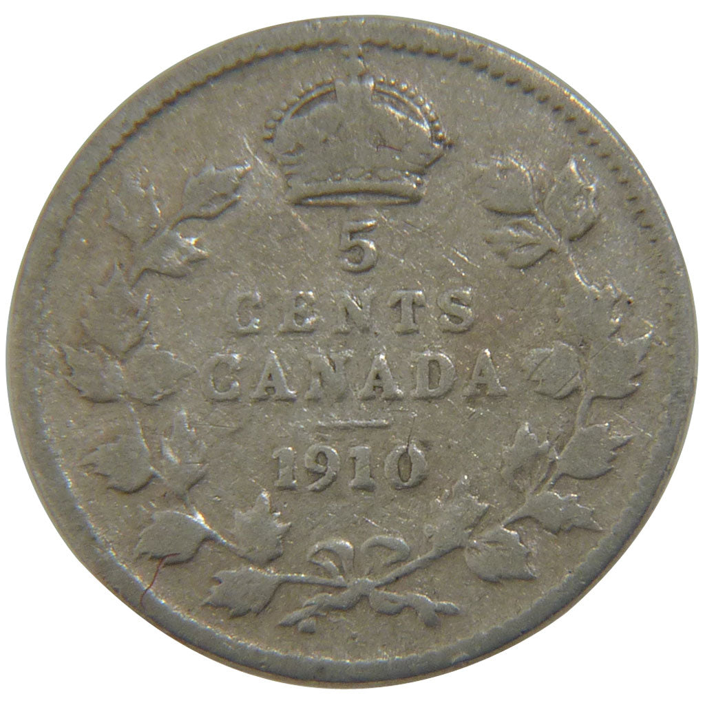 CANADA, 5 Cents, 1910, Royal Canadian Mint, KM #13, VF(20-25), Silver, 15.5,...