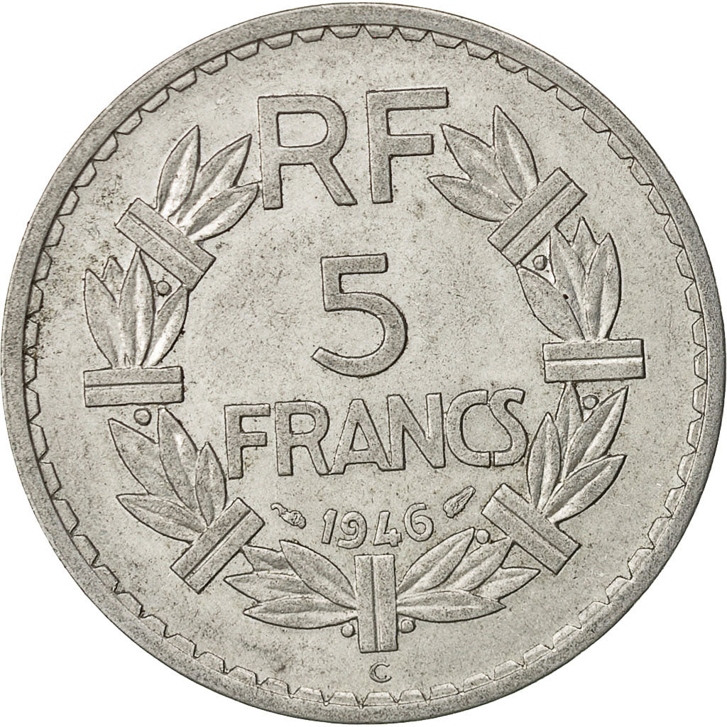 Frankreich, Lavrillier, 5 Francs, 1946, Castelsarrasin, SS+, Aluminium