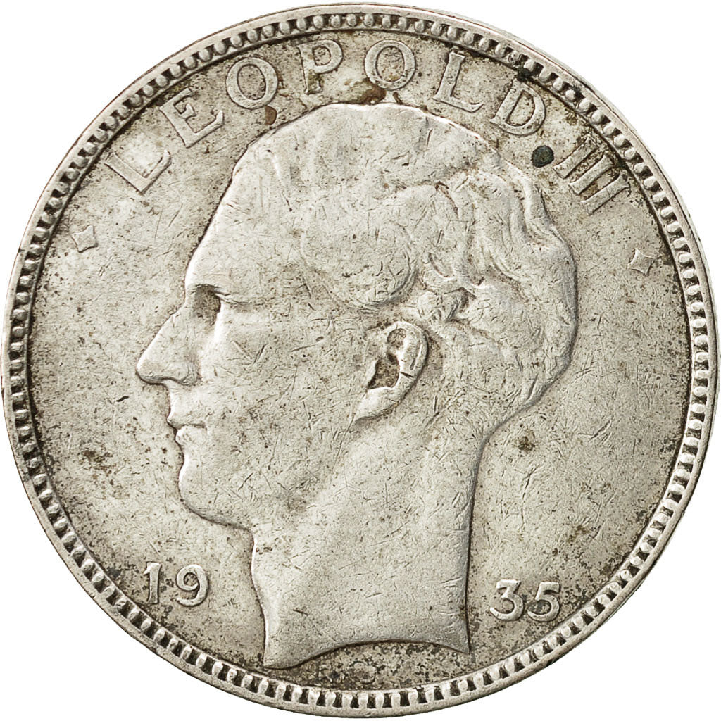 Belgium, 20 Francs, 20 Frank, 1935, VF(30-35), Silver, KM:105