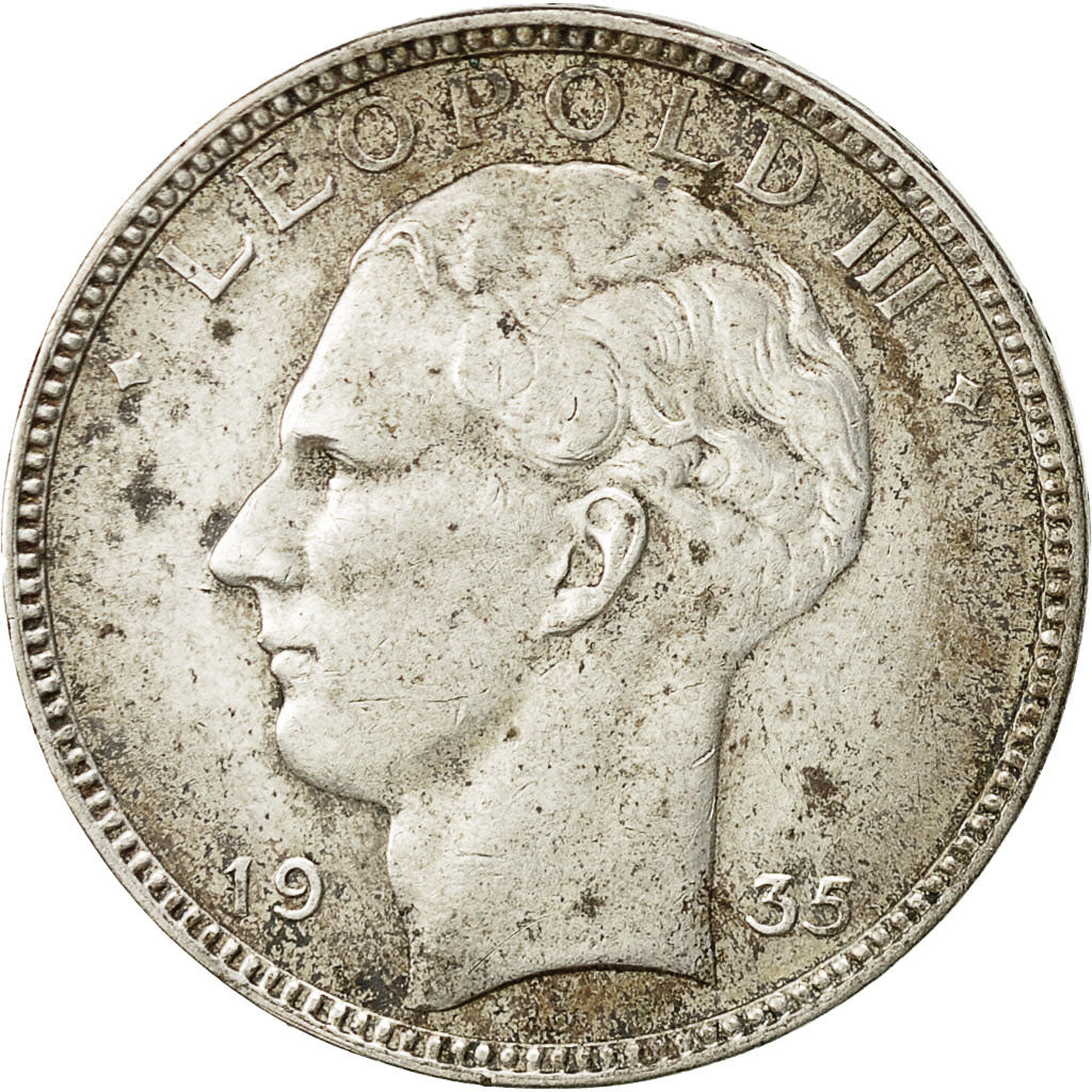 Belgium, 20 Francs, 20 Frank, 1935, VF(20-25), Silver, KM:105