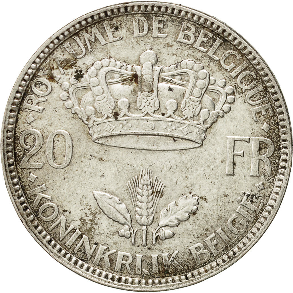 Belgium, 20 Francs, 20 Frank, 1935, VF(20-25), Silver, KM:105