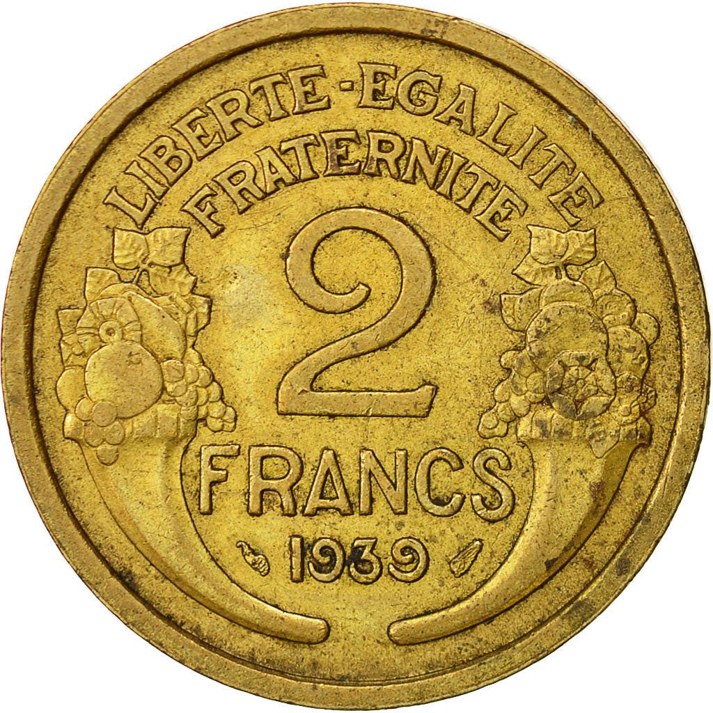 France, Morlon, 2 Francs, 1939, Paris, VF(30-35), Aluminum-Bronze, KM:886