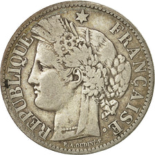 France, Cérès, 2 Francs, 1887, Paris, VF(20-25), Silver, KM:817.1