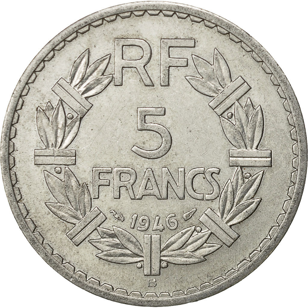 Moneta, Francja, Lavrillier, 5 Francs, 1946, Beaumont - Le Roger, AU(50-53)