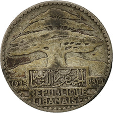 Lebanon, 25 Piastres, 1929, Paris, VF(20-25), Silver, KM:7