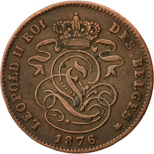 Belgium, Leopold II, 2 Centimes, 1876, AU(55-58), Copper, KM:35.1