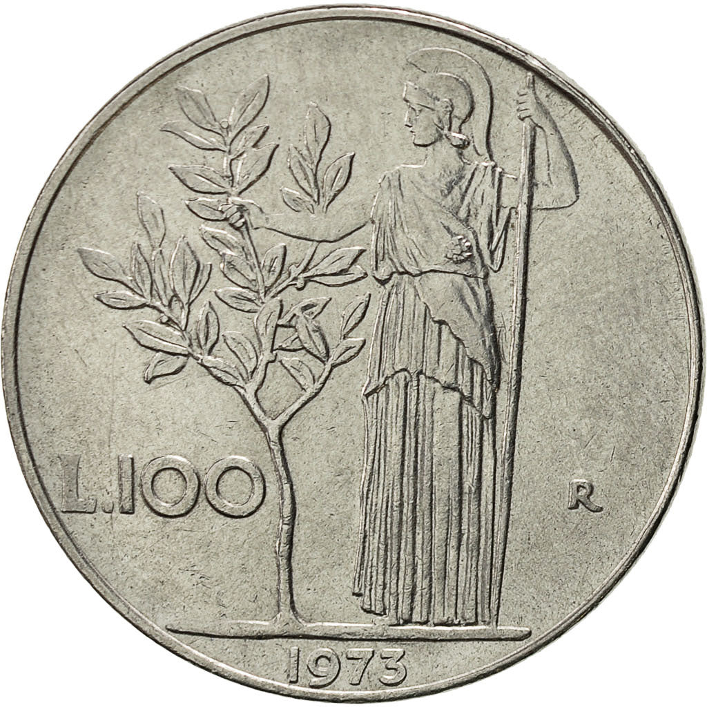 Italia, 100 Lire, 1973, Rome, MBC+, Acero inoxidable, KM:96.1