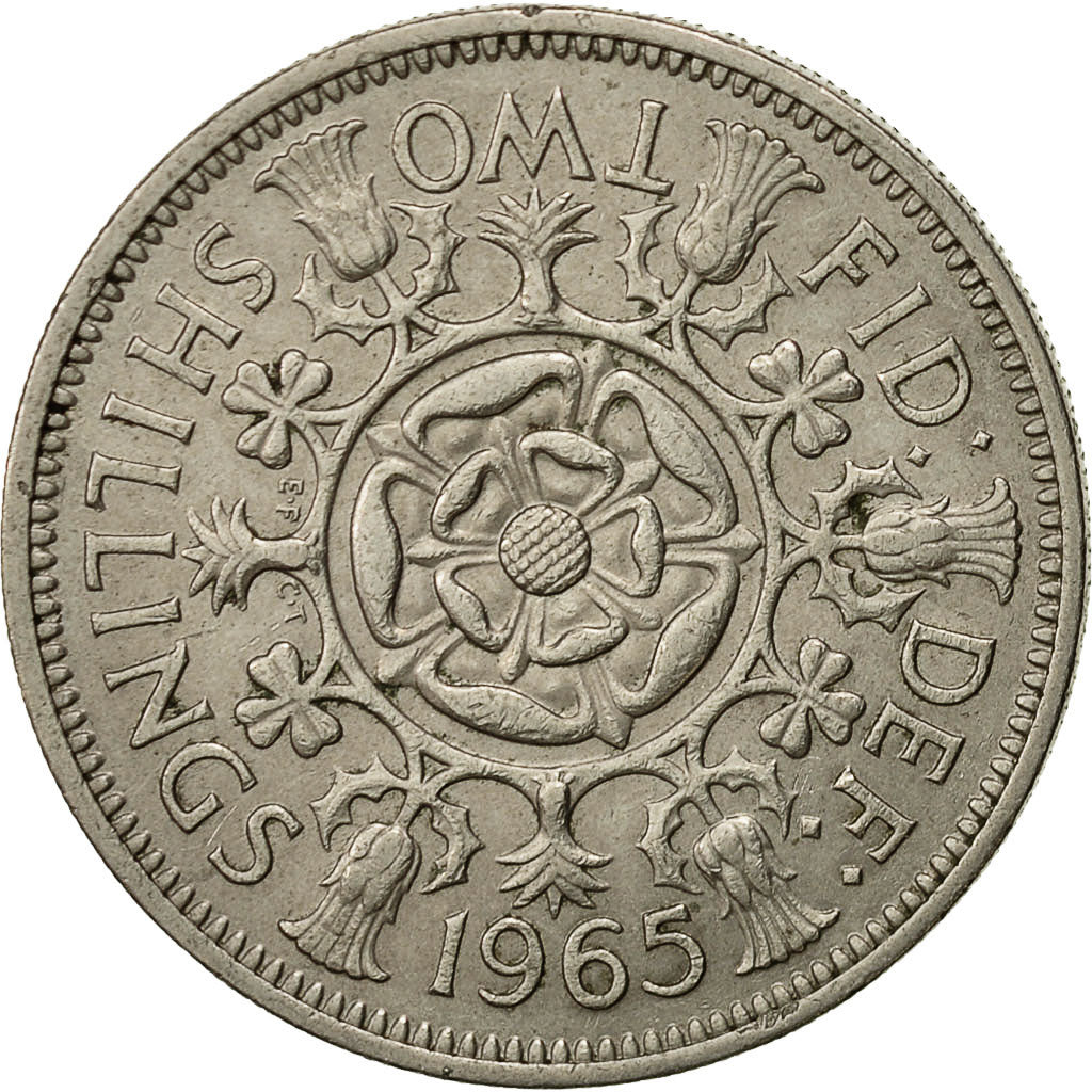 Great Britain, Elizabeth II, Florin, Two Shillings, 1965, EF(40-45)