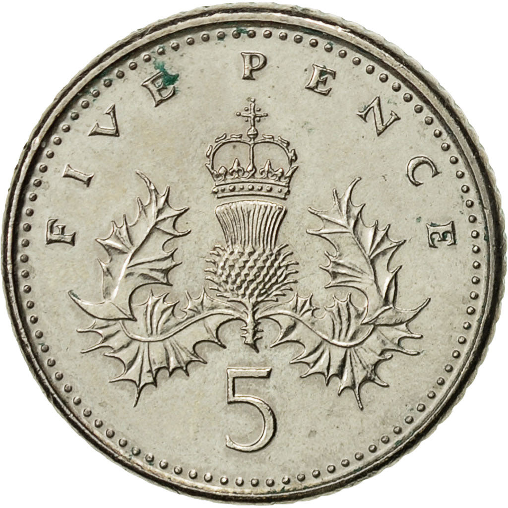 Great Britain, Elizabeth II, 5 Pence, 1991, EF(40-45), Copper-nickel, KM:937b