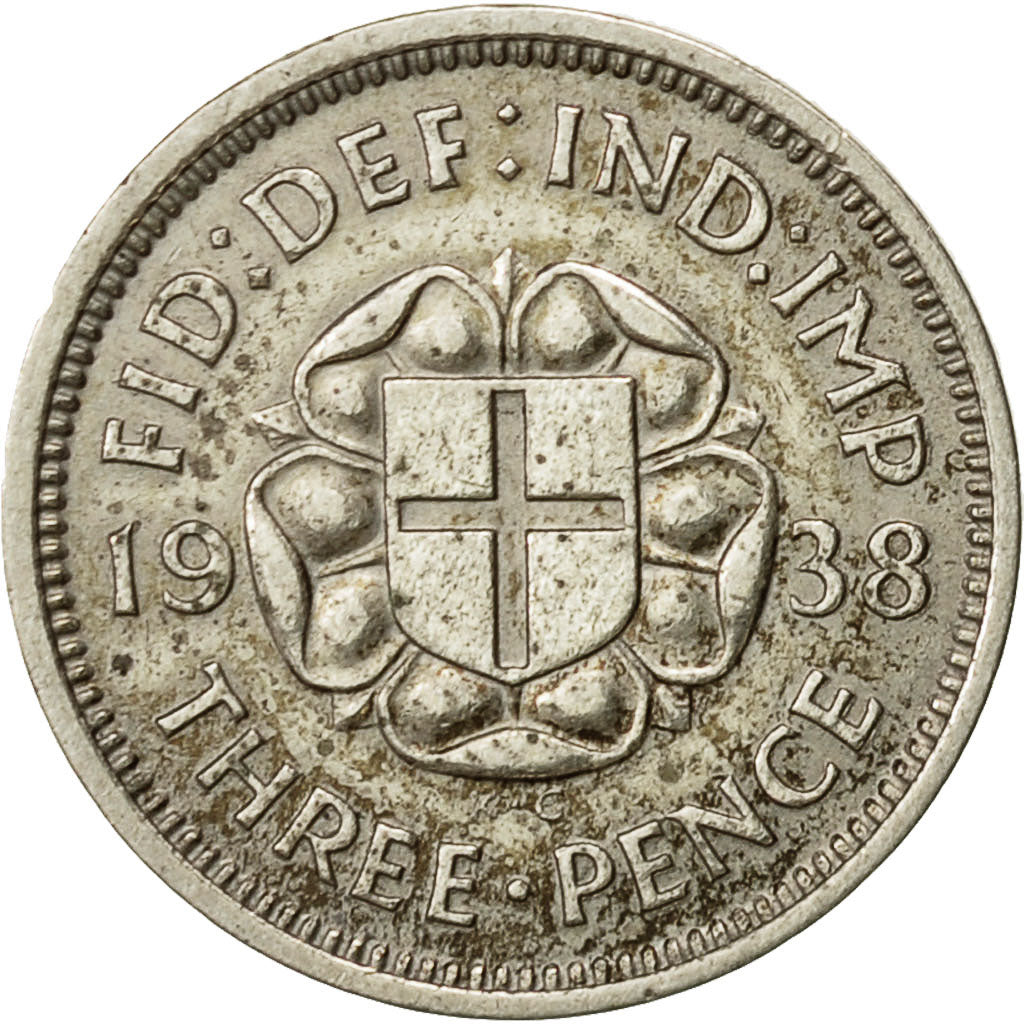 Great Britain, George VI, 3 Pence, 1938, AU(50-53), Silver, KM:848
