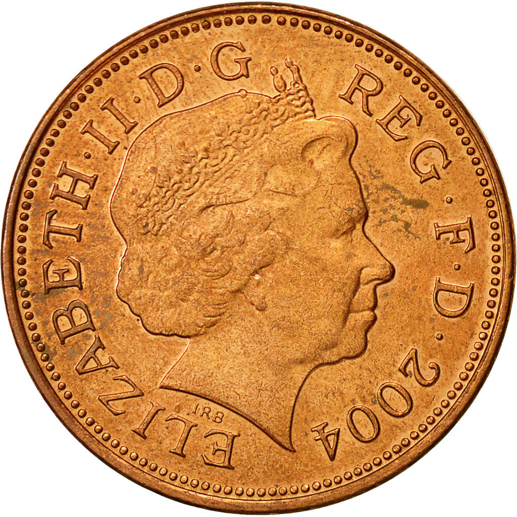 Great Britain, Elizabeth II, 2 Pence, 2004, EF(40-45), Copper Plated Steel
