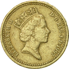 Great Britain, Elizabeth II, Pound, 1997, VF(30-35), Nickel-brass, KM:975