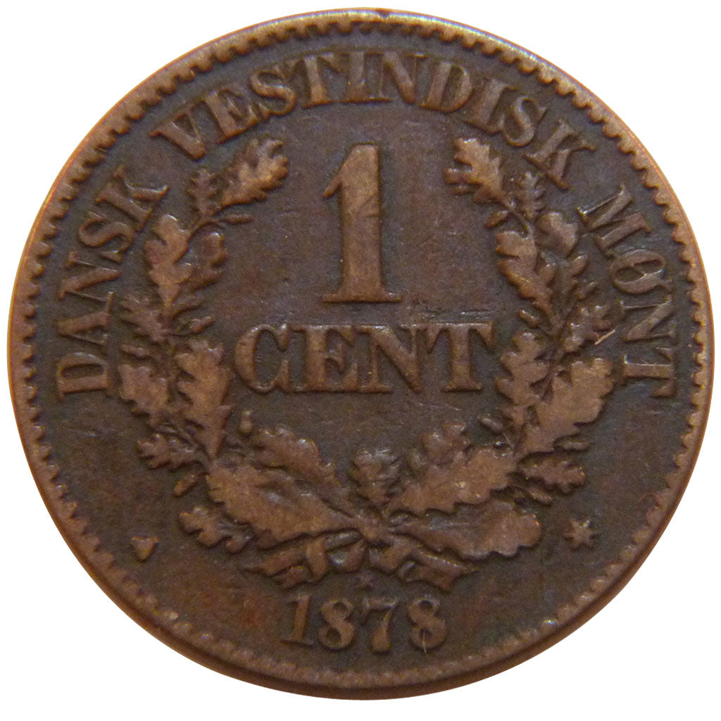 DANISH WEST INDIES, Cent, 1878, KM #68, VF(30-35), Bronze, 4.60