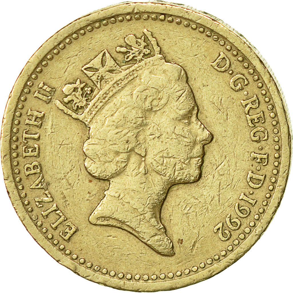 Great Britain, Elizabeth II, Pound, 1992, EF(40-45), Nickel-brass, KM:948