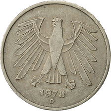 GERMANY - FEDERAL REPUBLIC, 5 Mark, 1978, Munich, EF(40-45), Copper-Nickel Clad