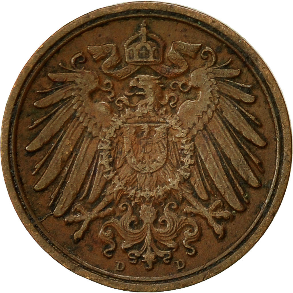 GERMANY - EMPIRE, Wilhelm II, Pfennig, 1914, Munich, EF(40-45), Copper, KM:10
