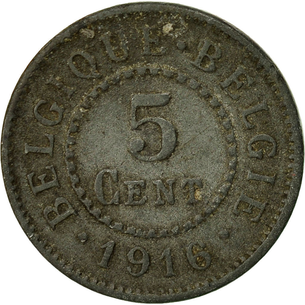 Coin, Belgium, 5 Centimes, 1916, VF(20-25), Zinc, KM:80
