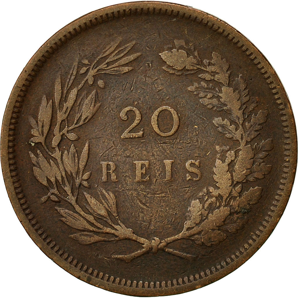 Portogallo, Carlos I, 20 Reis, 1892, BB, Bronzo, KM:533