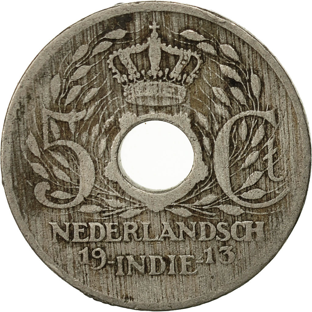 NETHERLANDS EAST INDIES, Wilhelmina I, 5 Cents, 1913, Utrecht, Caduceus