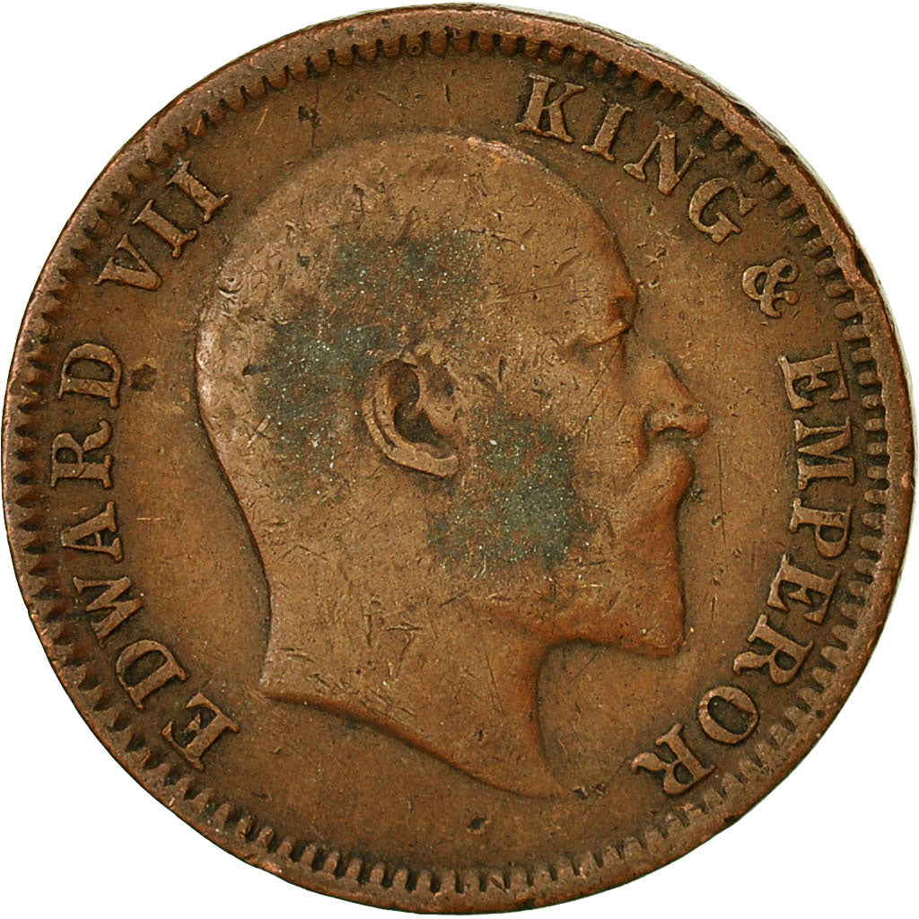 INDIA - BRITANNICA, Edward VII, 1/4 Anna, 1905, Calcutta, MB+, Rame, KM:501