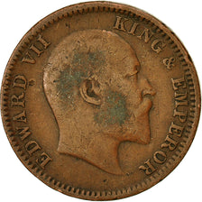 INDIA-BRITISH, Edward VII, 1/4 Anna, 1905, Calcutta, VF(30-35), Copper, KM:501