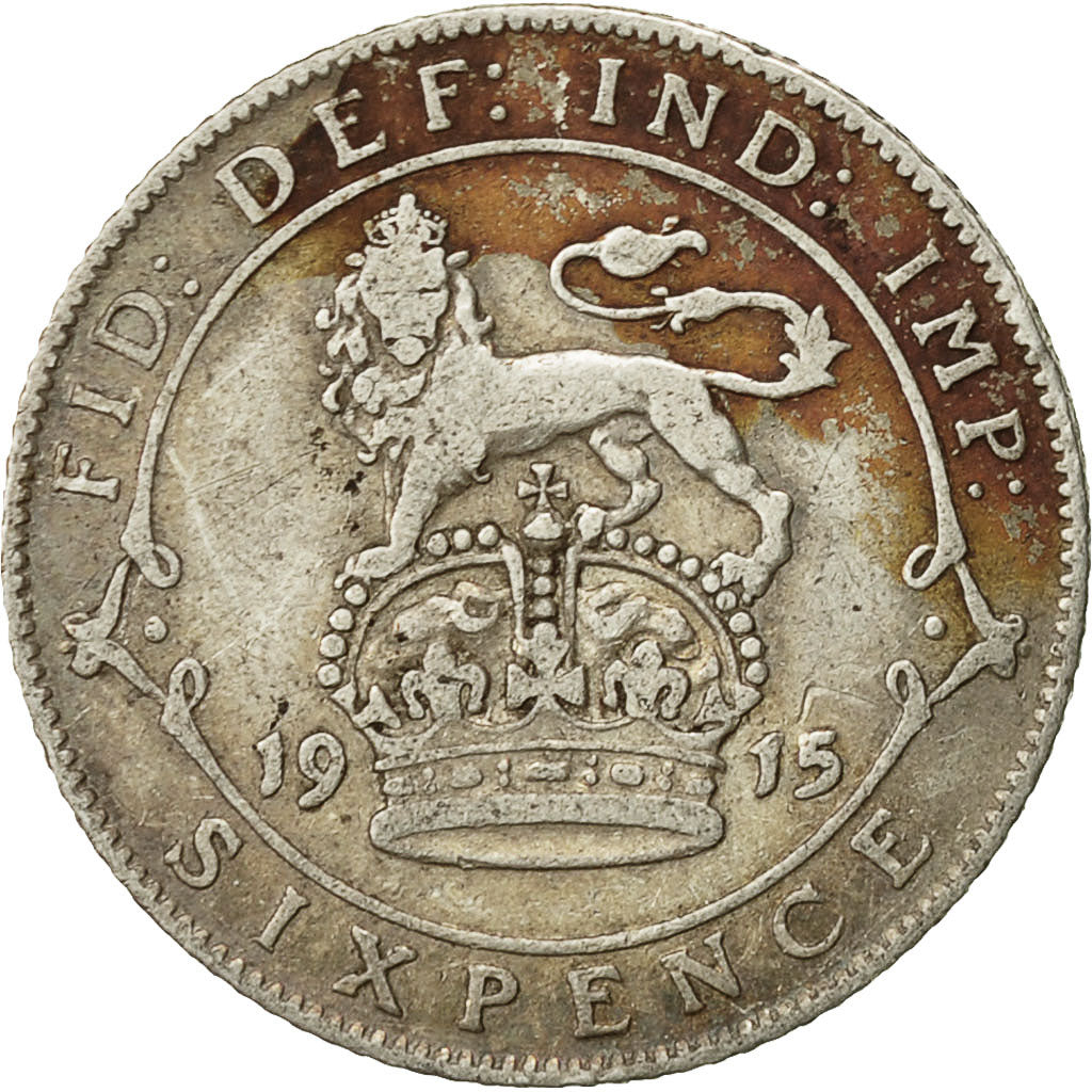 Great Britain, George V, 6 Pence, 1915, VF(30-35), Silver, KM:815