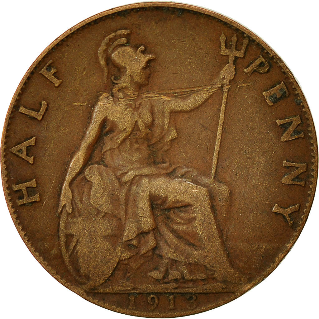 Great Britain, George V, 1/2 Penny, 1913, EF(40-45), Bronze, KM:809
