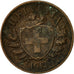 Suiza, 2 Rappen, 1912, Bern, MBC, Bronce, KM:4.2