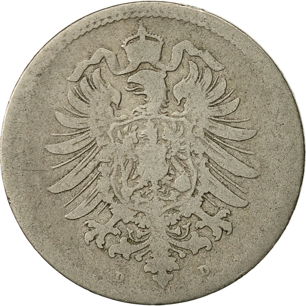 GERMANY - EMPIRE, Wilhelm I, 10 Pfennig, 1876, Munich, TB+, Copper-nickel, KM:4