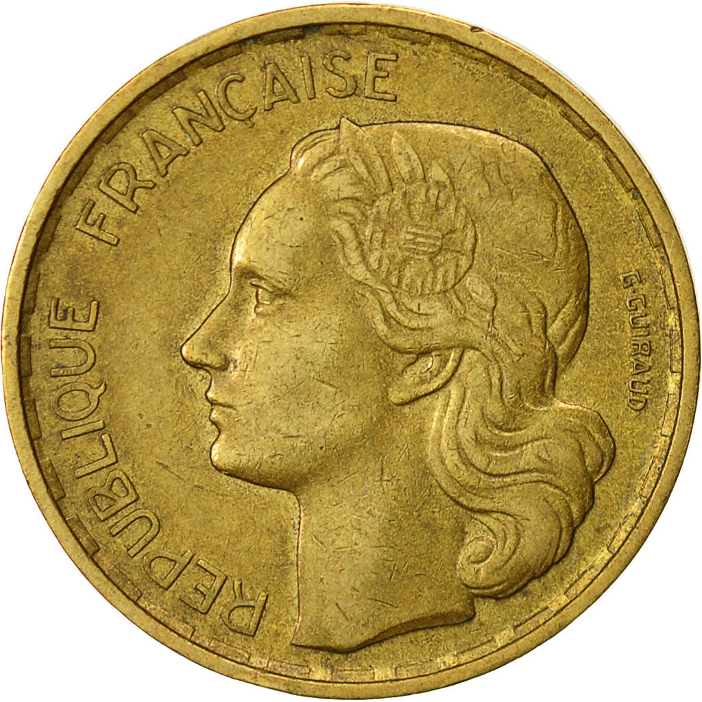 Francia, Guiraud, 20 Francs, 1951, Beaumont - Le Roger, MB+, Alluminio-bronzo