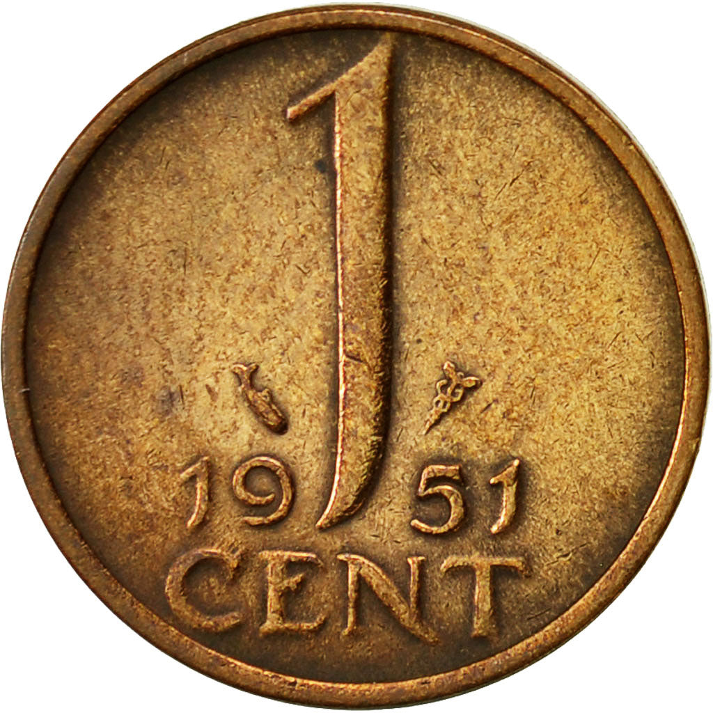 Paesi Bassi, Juliana, Cent, 1951, MB+, Bronzo, KM:180