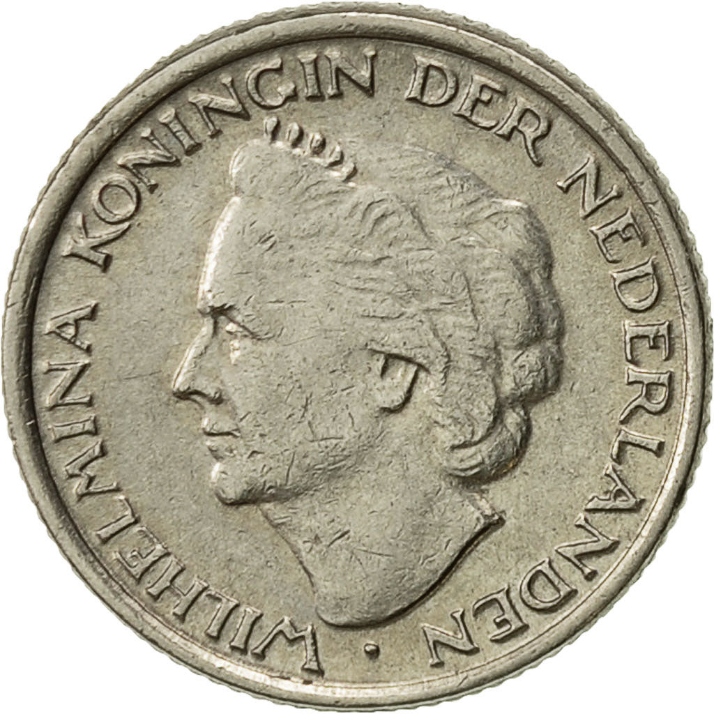 Netherlands, Wilhelmina I, 10 Cents, 1948, AU(50-53), Nickel, KM:177