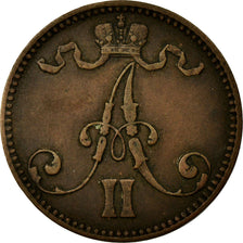 Coin, Finland, Alexander II, 5 Pennia, 1866, EF(40-45), Copper, KM:4.1