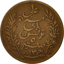 Tunisia, Ali Bey, 5 Centimes, 1892, Paris, AU(50-53), Bronze, KM:221