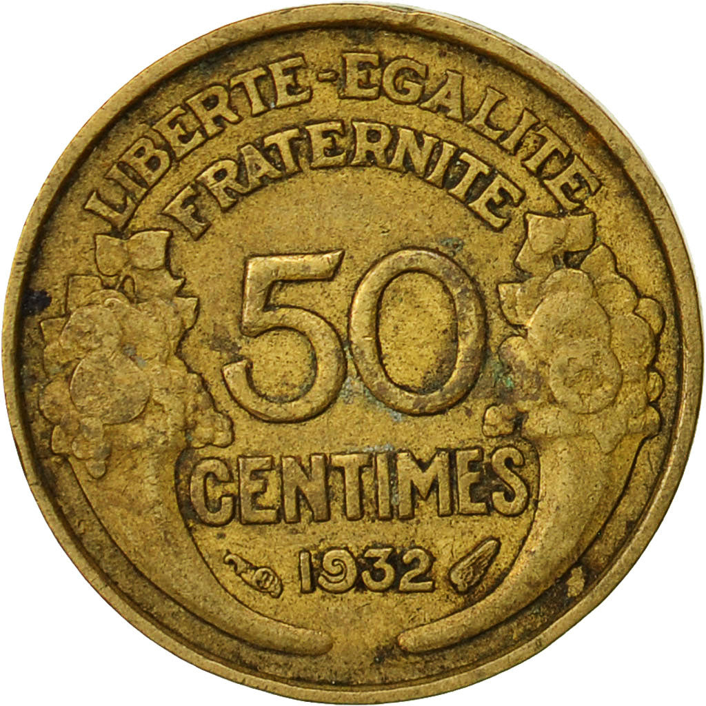 France, Morlon, 50 Centimes, 1932, Paris, VF(20-25), Aluminum-Bronze, KM:894.1