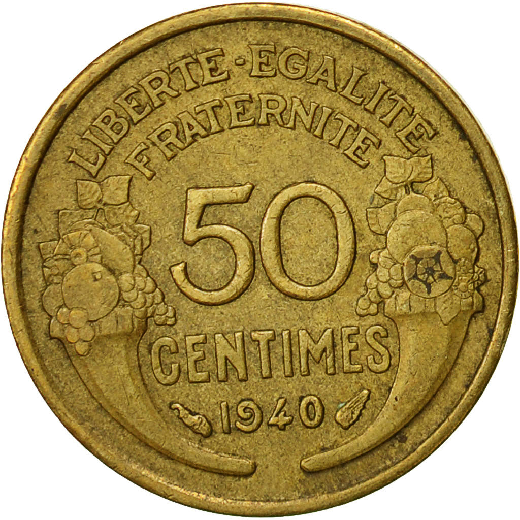 France, Morlon, 50 Centimes, 1940, Paris, EF(40-45), Aluminum-Bronze, KM:894.1