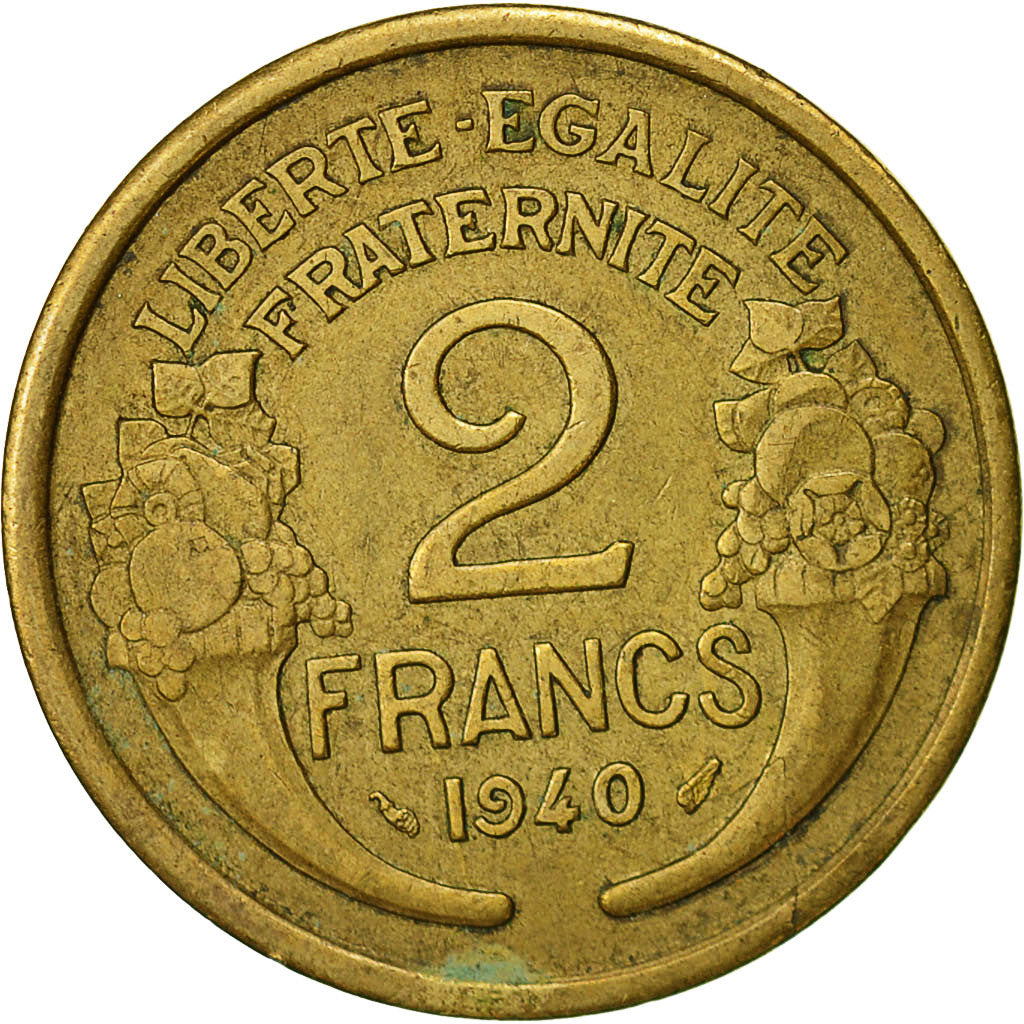 Moneta, Francja, Morlon, 2 Francs, 1940, Paris, VF(30-35), Aluminium-Brąz
