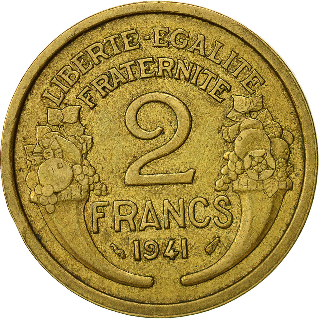 Francia, Morlon, 2 Francs, 1941, Paris, MB+, Alluminio-bronzo, KM:886