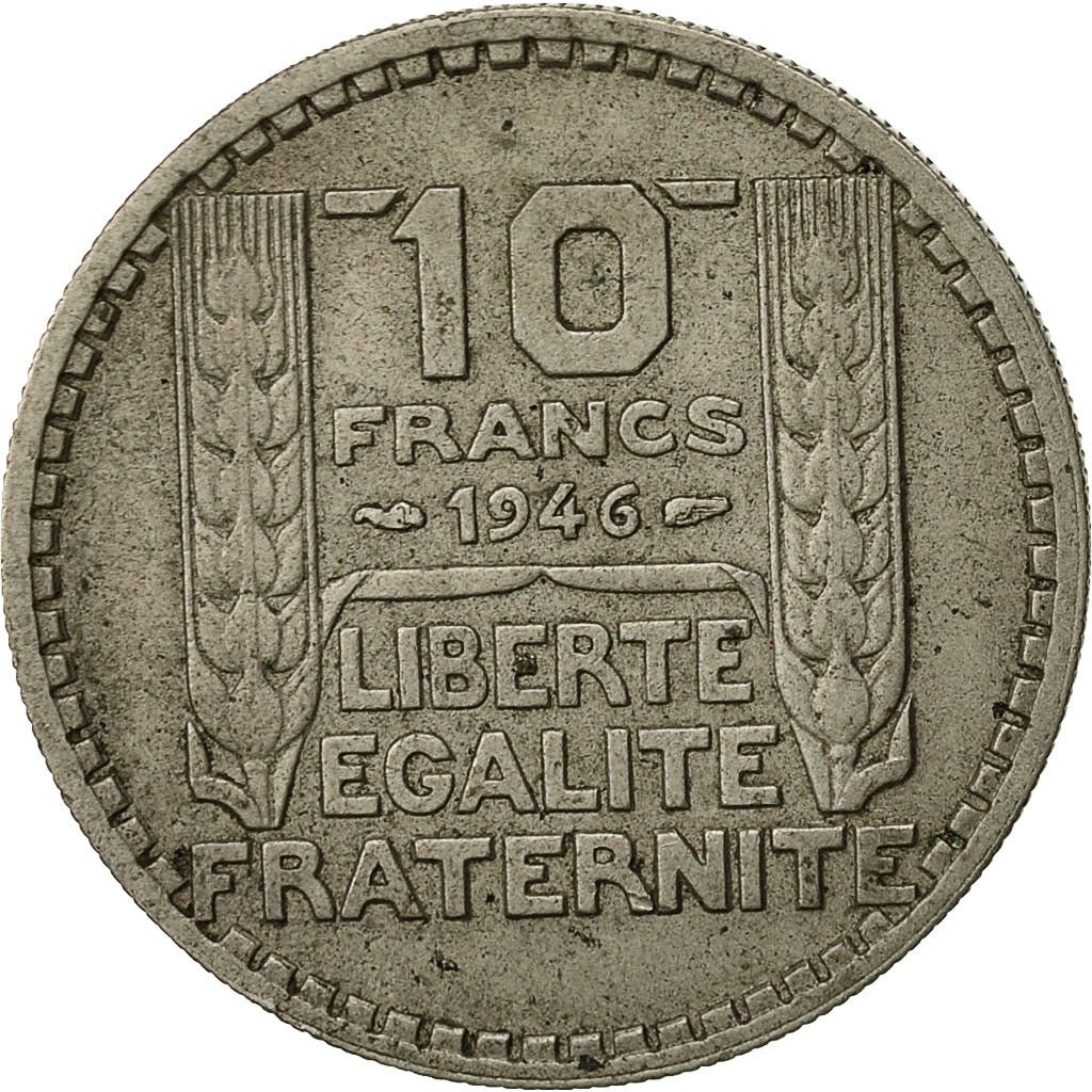France, Turin, 10 Francs, 1946, Paris, VF(30-35), Copper-nickel, KM:908.1