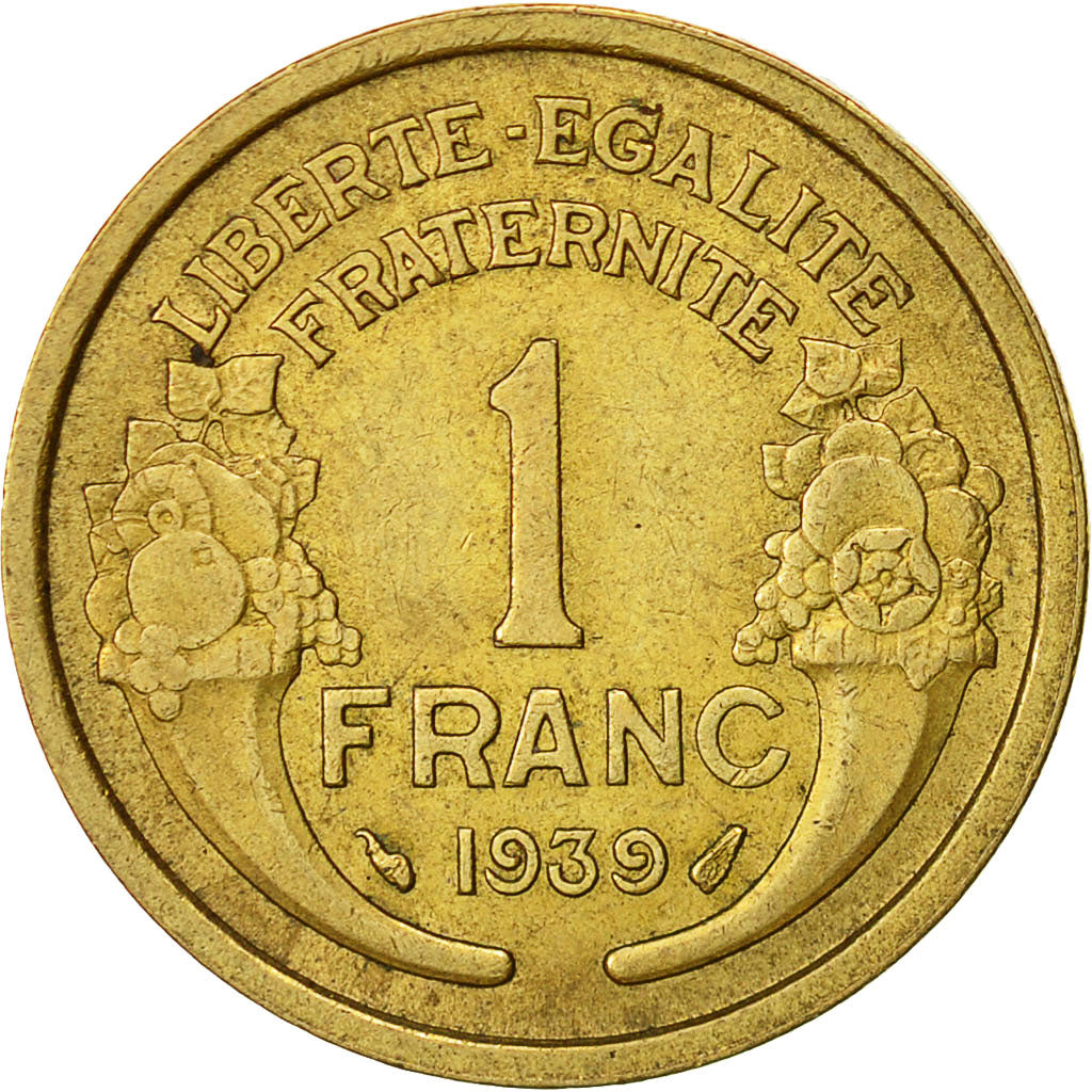 France, Morlon, Franc, 1939, Paris, EF(40-45), Aluminum-Bronze, KM:885