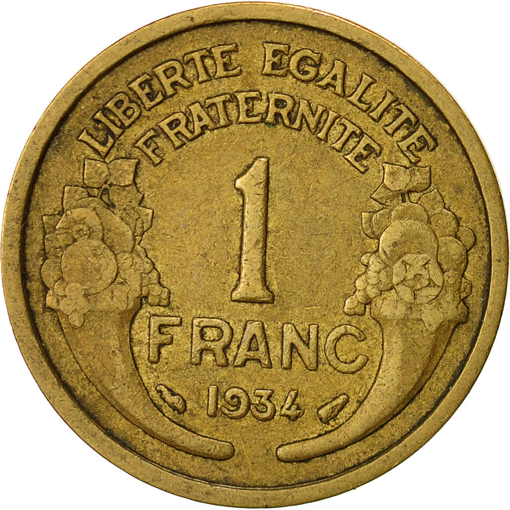 France, Morlon, Franc, 1934, Paris, TB+, Aluminum-Bronze, KM:885, Gadoury:470