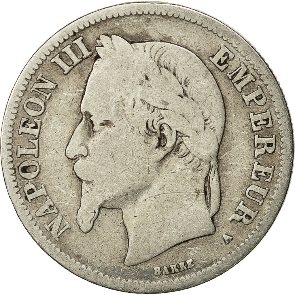 France, Napoleon III, Napoléon III, 2 Francs, 1869, Paris, B, Argent, KM:807.1